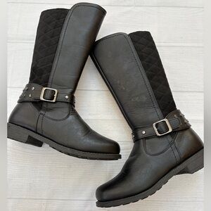 Rachel Shoes Girls Black Quilted Boots